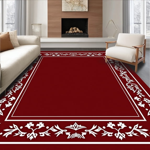 ODIKA 3'x5' Machine Washable Non-Slip Area Rug, Yuletide Splendor Magnificent Stunning Impressive Extraordinary High Traffic Rug, Red, 614534