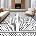 thumbnail image 1 of ODIKA 3'x5' Machine Washable Non-Slip Area Rug, Zigzag Crosshatch Maze Puzzle Labyrinth High Traffic Rug with Pad, Black, 461396, 1 of 8