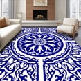 thumbnail image 1 of ODIKA 3'x5' Machine Washable Non-Slip Area Rug, with Symmetrical Radial High Traffic Rug with Pad, Blue, 539227, 1 of 8