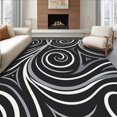 thumbnail image 1 of ODIKA 4' x 6' Machine Washable Non-Slip Area Rug, Abstract Spiral High Traffic Rug, Black, 422416, 1 of 7