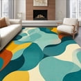 thumbnail image 1 of ODIKA 4'x6' Machine Washable Non-Slip Area Rug, Chocolate Swirls Elegance Floor High Traffic Rug, Blue, 66858, 1 of 7