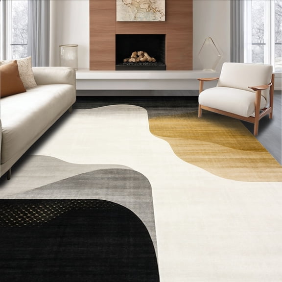 ODIKA 4'x6' Machine Washable Non-Slip Area Rug, Modern Minimalist Gradient Design With Sophisticated High Traffic Rug, Gray, 130333