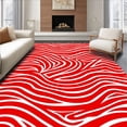 thumbnail image 1 of ODIKA 4' x 6' Machine Washable Non-Slip Area Rug, Abstract Wave High Traffic Rug, Red, 555900, 1 of 7