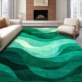 thumbnail image 1 of ODIKA 4'x6' Machine Washable Non-Slip Area Rug, Lush Emerald Isle Comfort with Wave Like and Rich Verdant Tones High Traffic Rug, Teal, 148996, 1 of 7