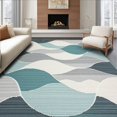 thumbnail image 1 of ODIKA 4'x6' Machine Washable Non-Slip Area Rug, Textured Wave Design Floor Covering High Traffic Rug, Teal, 260342, 1 of 7