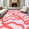 thumbnail image 1 of ODIKA 4' x 6' Machine Washable Non-Slip Area Rug, Abstract Wavy-Line High Traffic Rug, Pink, 308928, 1 of 7