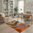 thumbnail image 1 of ODIKA 4'x6' Machine Washable Non-Slip Area Rug, Chic Abstract in Burnt Orange and Slate Grey Design High Traffic Rug, Orange, 104662, 1 of 7