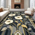 thumbnail image 1 of ODIKA 4'x6' Machine Washable Non-Slip Area Rug, Art Garden Geometric Floral Composition High Traffic Rug, White, 218417, 1 of 7
