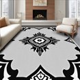 thumbnail image 1 of ODIKA 4'x6' Machine Washable Non-Slip Area Rug, Faded Interlocking Motif with Ethnic Inspired Flourishes High Traffic Rug, Gray, 365394, 1 of 7