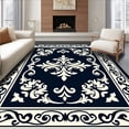 thumbnail image 1 of ODIKA 4' x 6' Machine Washable Non-Slip Area Rug, Baroque Fleur-de-lis High Traffic Rug, Navy, 554240, 1 of 7