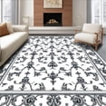 thumbnail image 1 of ODIKA 4' x 6' Machine Washable Non-Slip Area Rug, Baroque Leaf High Traffic Rug, Black, 133833, 1 of 7