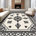 thumbnail image 1 of ODIKA 4' x 6' Machine Washable Non-Slip Area Rug, Baroque Medallion High Traffic Rug, Beige, 461870, 1 of 7
