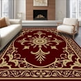 thumbnail image 1 of ODIKA 4' x 6' Machine Washable Non-Slip Area Rug, Baroque Medallion High Traffic Rug, Red, 621414, 1 of 7