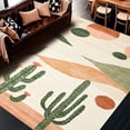 thumbnail image 1 of ODIKA 4' x 6' Machine Washable Non-Slip Area Rug, Boho Cactus High Traffic Rug, Beige, 229965, 1 of 7
