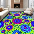 thumbnail image 1 of ODIKA 4' x 6' Machine Washable Non-Slip Area Rug, Boho Flower High Traffic Rug, Green, 483127, 1 of 7