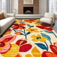 thumbnail image 1 of ODIKA 4' x 6' Machine Washable Non-Slip Area Rug, Boho Flower High Traffic Rug, Yellow, 229983, 1 of 7