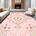 thumbnail image 1 of ODIKA 4' x 6' Machine Washable Non-Slip Area Rug, Boho Medallion High Traffic Rug, Pink, 236215, 1 of 7