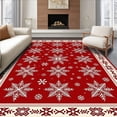 thumbnail image 1 of ODIKA 4' x 6' Machine Washable Non-Slip Area Rug, Christmas Snowflake High Traffic Rug, Red, 501206, 1 of 7