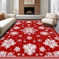 thumbnail image 1 of ODIKA 4' x 6' Machine Washable Non-Slip Area Rug, Christmas snowflake High Traffic Rug, Red, 87726, 1 of 7