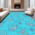thumbnail image 1 of ODIKA 4'x6' Machine Washable Non-Slip Area Rug, Seashell Needlework High Traffic Rug, Blue, 618860, 1 of 7