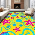 thumbnail image 1 of ODIKA 4'x6' Machine Washable Non-Slip Area Rug, Starfish and Scallop Medley Shell with Nautical Accents High Traffic Rug, Yellow, 619084, 1 of 7