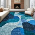 thumbnail image 1 of ODIKA 4'x6' Machine Washable Non-Slip Area Rug, Abstract Brushstroke Lattice with Layered Contour Lines High Traffic Rug, Blue, 252205, 1 of 7