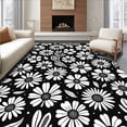 thumbnail image 1 of ODIKA 4' x 6' Machine Washable Non-Slip Area Rug, Contemporary Daisy High Traffic Rug, Black, 444720, 1 of 7