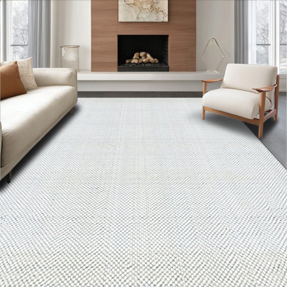 ODIKA 4'x6' Machine Washable Non-Slip Area Rug, Long Hallway Grey with Accents High Traffic Rug, White, 106838