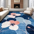 thumbnail image 1 of ODIKA 4' x 6' Machine Washable Non-Slip Area Rug, Contemporary Leaf High Traffic Rug, Navy, 214732, 1 of 7