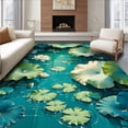 thumbnail image 1 of ODIKA 4'x6' Machine Washable Non-Slip Area Rug, Dragonfly & Water Lily High Traffic Rug, Teal, 280650, 1 of 7