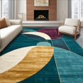 thumbnail image 1 of ODIKA 4' x 6' Machine Washable Non-Slip Area Rug, Contemporary Oval High Traffic Rug, Teal, 128362, 1 of 7
