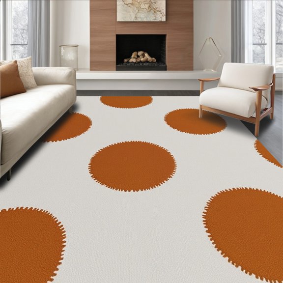 ODIKA 4' x 6' Machine Washable Non-Slip Area Rug, Contemporary Polka-Dot High Traffic Rug, Brown, 322410