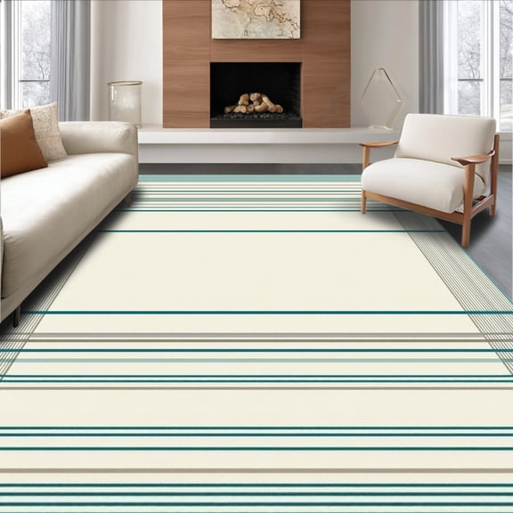 ODIKA 4'x6' Machine Washable Non-Slip Area Rug, Contemporary Design Accent High Traffic Rug, Beige, 141441