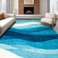 thumbnail image 1 of ODIKA 4' x 6' Machine Washable Non-Slip Area Rug, Contemporary Wave High Traffic Rug, Blue, 128059, 1 of 7