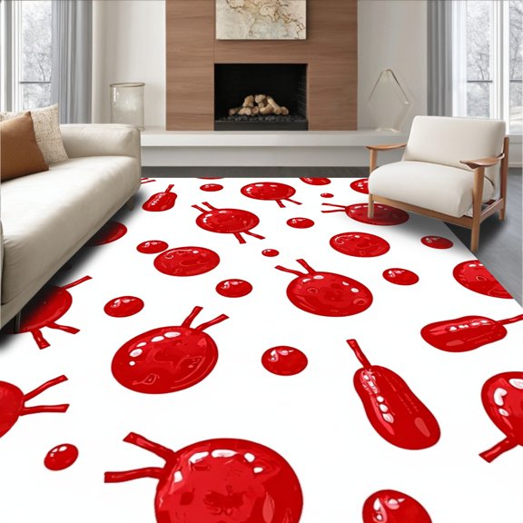 ODIKA 4' x 6' Machine Washable Non-Slip Area Rug, Contemporary cherry High Traffic Rug, Red, 654880