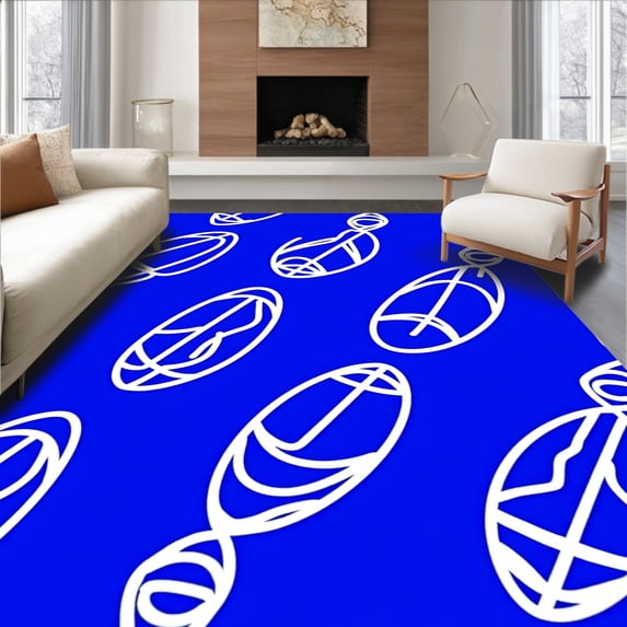 ODIKA 4' x 6' Machine Washable Non-Slip Area Rug, Contemporary human High Traffic Rug, Blue, 677119