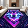 thumbnail image 1 of ODIKA 4'x6' Machine Washable Non-Slip Area Rug, Dynamic Graphic Illustration High Traffic Rug, Purple, 23037, 1 of 7