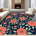 thumbnail image 1 of ODIKA 4' x 6' Machine Washable Non-Slip Area Rug, Floral Flower High Traffic Rug, Navy, 464576, 1 of 7