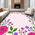thumbnail image 1 of ODIKA 4' x 6' Machine Washable Non-Slip Area Rug, Floral Rose High Traffic Rug, Pink, 542637, 1 of 7