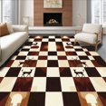 thumbnail image 1 of ODIKA 4' x 6' Machine Washable Non-Slip Area Rug, Geometric Checkerboard High Traffic Rug, Brown, 191562, 1 of 7