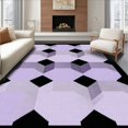 thumbnail image 1 of ODIKA 4' x 6' Machine Washable Non-Slip Area Rug, Geometric Cube High Traffic Rug, Purple, 269778, 1 of 7