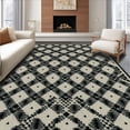thumbnail image 1 of ODIKA 4' x 6' Machine Washable Non-Slip Area Rug, Geometric Diamond High Traffic Rug, Black, 148795, 1 of 7