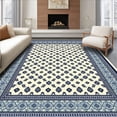 thumbnail image 1 of ODIKA 4'x6' Machine Washable Non-Slip Area Rug, Nautical Elegance Trellis with Geometric Navy Beige High Traffic Rug, Ivory, 54281, 1 of 7