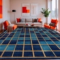 thumbnail image 1 of ODIKA 4'x6' Machine Washable Non-Slip Area Rug, Vibrant Navy and Gold Geometric with Interlocking Design High Traffic Rug, Blue, 116892, 1 of 7