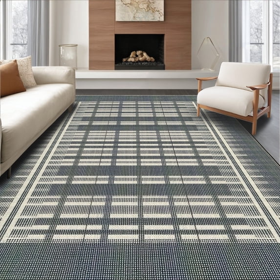 ODIKA 4'x6' Machine Washable Non-Slip Area Rug, Sleek Abstract Fringe Bathroom High Traffic Rug, Gray, 23599