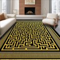 thumbnail image 1 of ODIKA 4'x6' Machine Washable Non-Slip Area Rug, Abstract Labyrinth Gold Print High Traffic Rug, Gold, 127394, 1 of 7