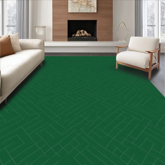 ODIKA 4'x6' Machine Washable Non-Slip Area Rug, Verdant Oasis Lattice High Traffic Rug, Green, 343432