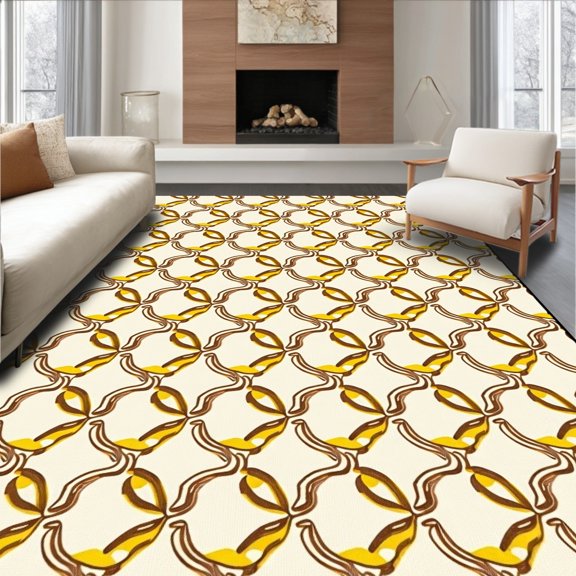 ODIKA 4' x 6' Machine Washable Non-Slip Area Rug, Geometric Loop High Traffic Rug, Brown, 345341