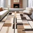thumbnail image 1 of ODIKA 4'x6' Machine Washable Non-Slip Area Rug, Abstract Geometric Patterned Modern Design for Stylish Spaces High Traffic Rug, Beige, 122556, 1 of 7