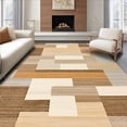 thumbnail image 1 of ODIKA 4'x6' Machine Washable Non-Slip Area Rug, Contemporary Stripe with Muted Earth Tone Palette and Dynamic Angles High Traffic Rug, Beige, 262354, 1 of 7